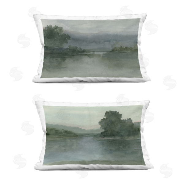 stupell industries Ethan Harper | Misty Twilight Lake View Printed Throw Pillow Set