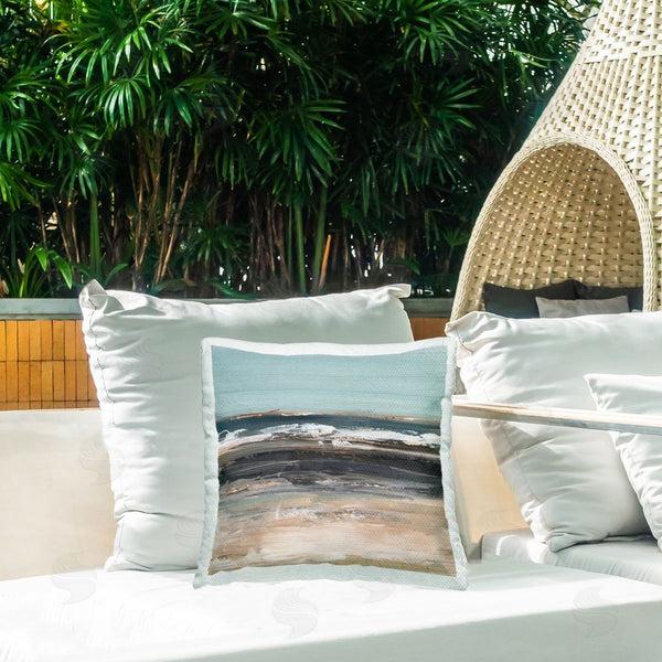 Stupell Industries Ethan Harper | Moody Grey Beach Waves Printed Throw Pillow