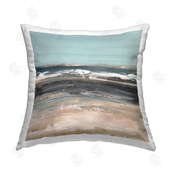 stupell industries Ethan Harper | Moody Grey Beach Waves Printed Throw Pillow