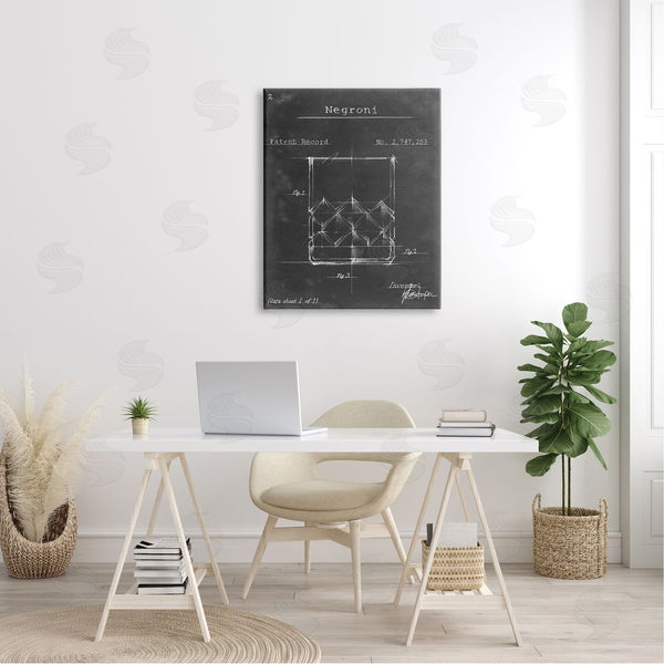 Stupell Industries Ethan Harper | Negroni Liquor Cocktail Glass Lines Diagram Blueprint Wall Art