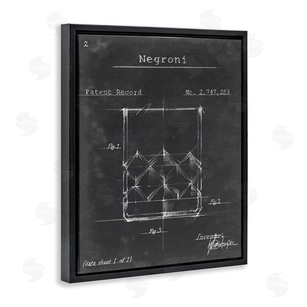 Stupell Industries Ethan Harper | Negroni Liquor Cocktail Glass Lines Diagram Blueprint Wall Art
