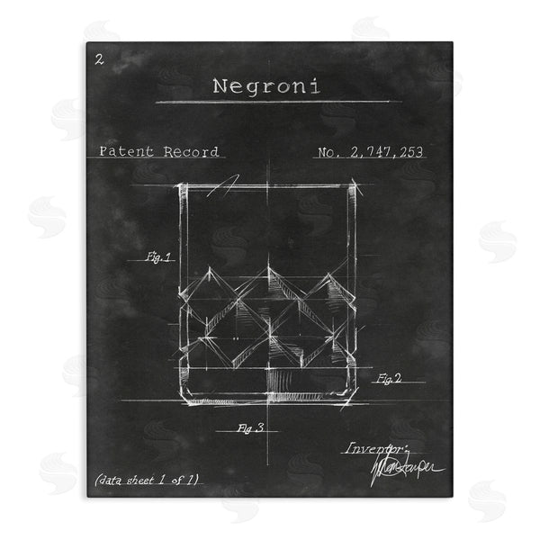 stupell industries Ethan Harper | Negroni Liquor Cocktail Glass Lines Diagram Blueprint Wall Art