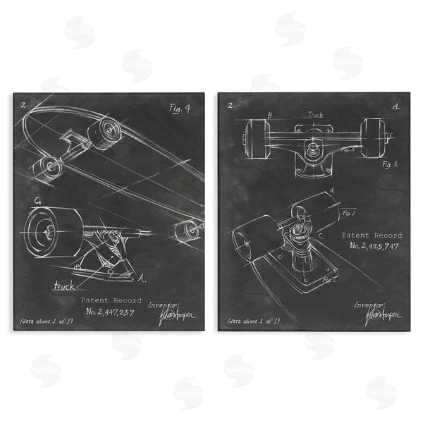 stupell industries Ethan Harper | Patent Diagram of Skateboard Wall Art