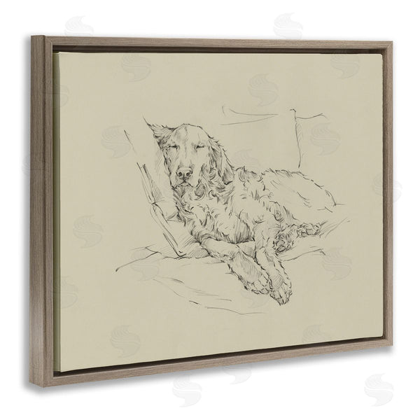 Stupell Industries Ethan Harper | Peaceful Resting Labrador Dog Pencil Sketch Drawing Wall Art