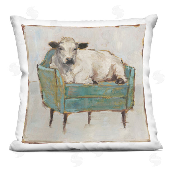 stupell industries Ethan Harper | Relaxing Cattle on Couch Printed Throw Pillow