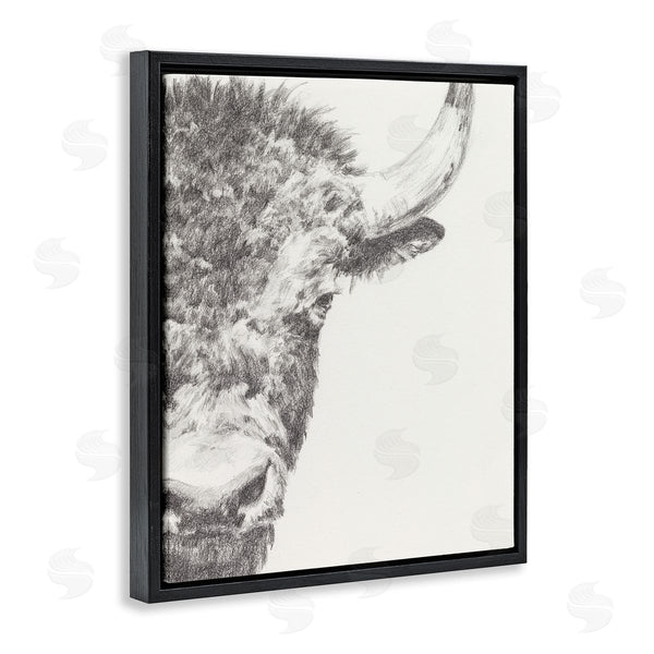 Stupell Industries Ethan Harper | Rural Bison Animal Drawing Detailed Graphite Wildlife Wall Art