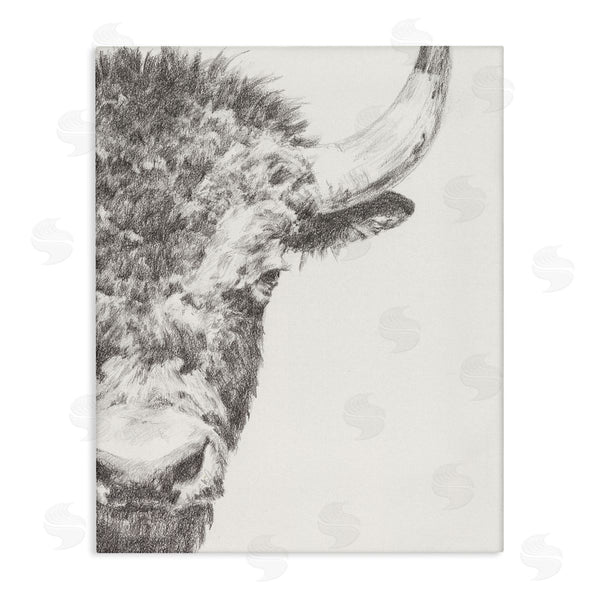 stupell industries Ethan Harper | Rural Bison Animal Drawing Detailed Graphite Wildlife Wall Art