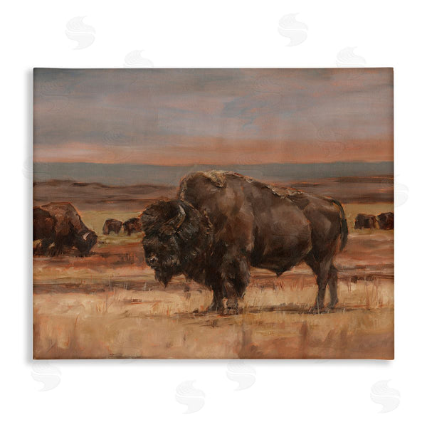 stupell industries Ethan Harper | Rural Pasture with Bison Wall Art