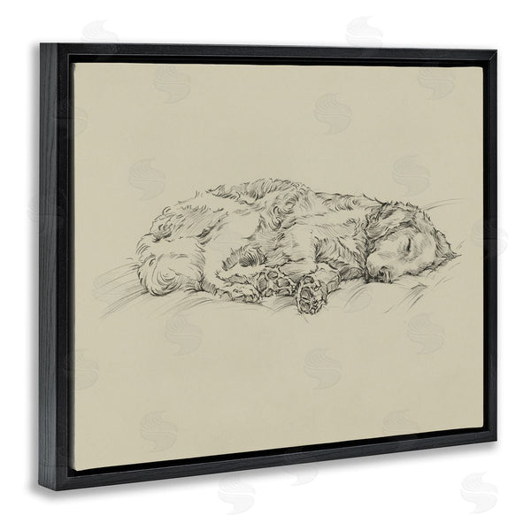 Stupell Industries Ethan Harper | Serene Dog Sleep Soft Cushion Monochrome Sketch Portrait Wall Art
