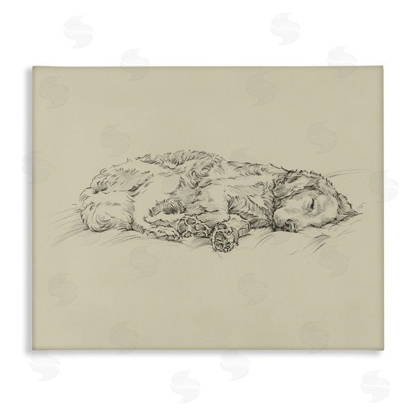 stupell industries Ethan Harper | Serene Dog Sleep Soft Cushion Monochrome Sketch Portrait Wall Art