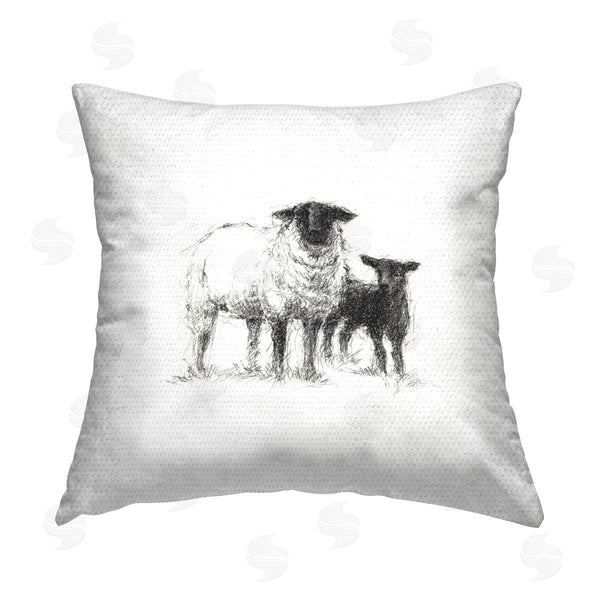Stupell Industries Ethan Harper | Sheep & Lamb On White Printed Throw Pillow