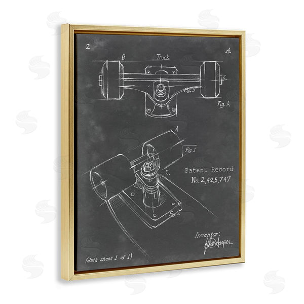 Stupell Industries Ethan Harper | Skateboard Truck Blueprint