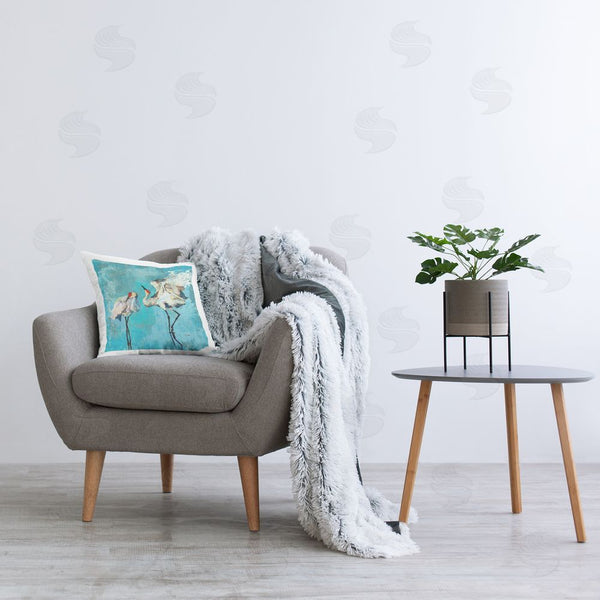 Stupell Industries Evelia Designs | Abstract Blue Cranes Printed Throw Pillow