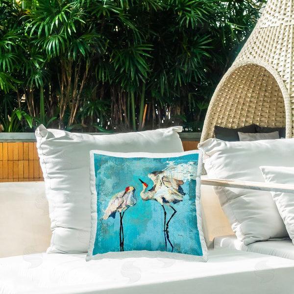 Stupell Industries Evelia Designs | Abstract Blue Cranes Printed Throw Pillow