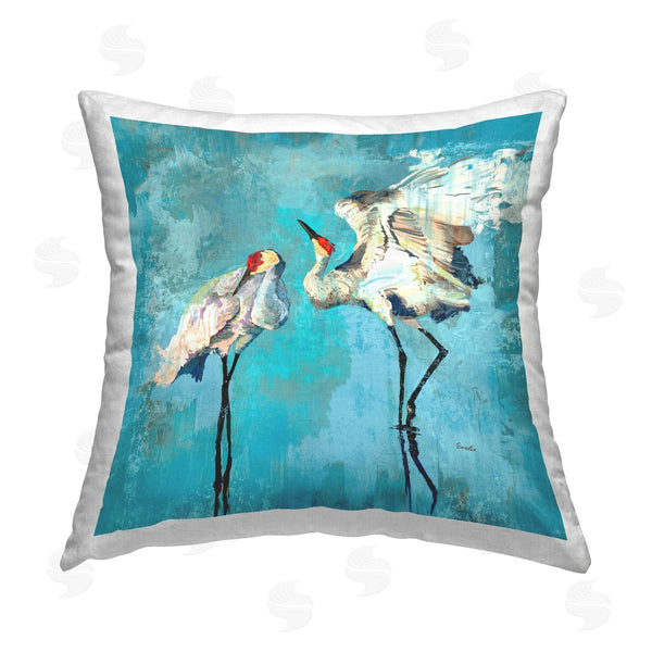 stupell industries Evelia Designs | Abstract Blue Cranes Printed Throw Pillow
