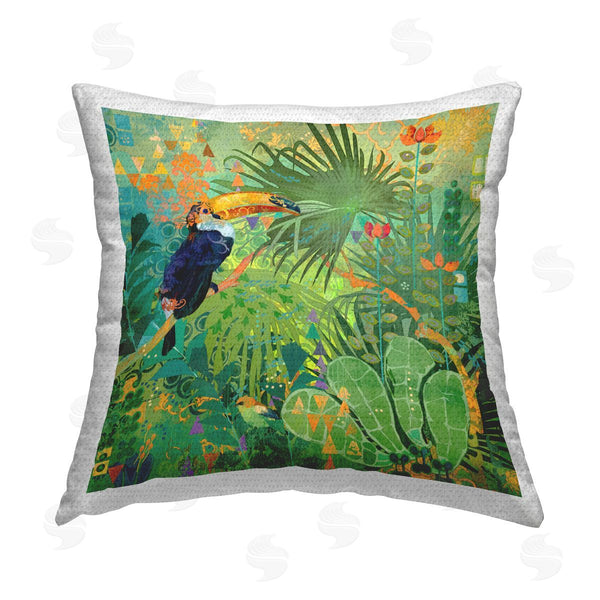Stupell Industries Evelia Designs | Abstract Jungle Toucan Printed Throw Pillow