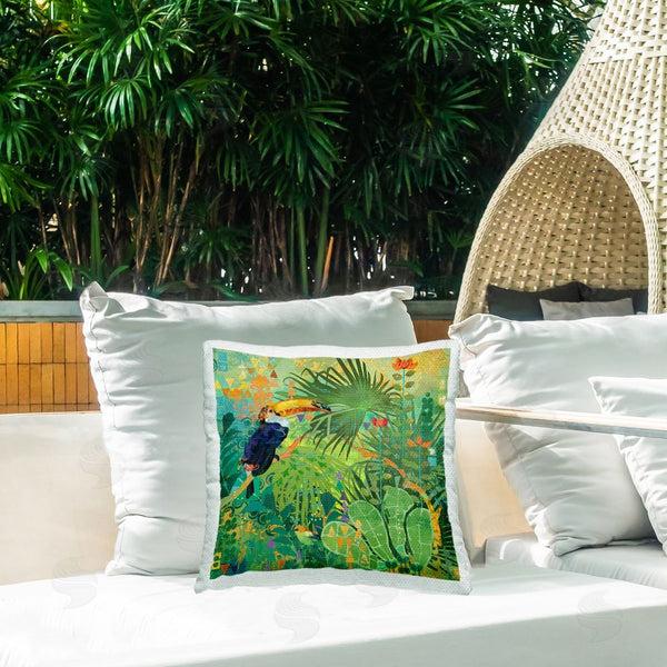 Stupell Industries Evelia Designs | Abstract Jungle Toucan Printed Throw Pillow