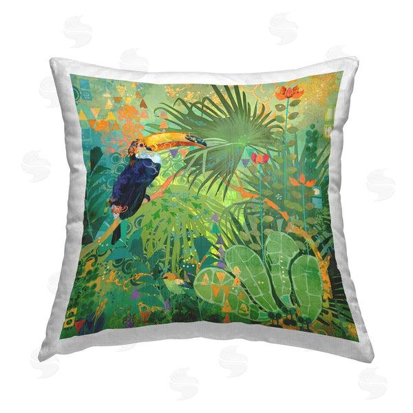 stupell industries Evelia Designs | Abstract Jungle Toucan Printed Throw Pillow
