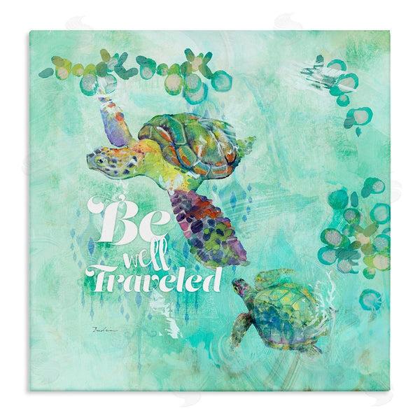 stupell industries Evelia Designs | Be Well Traveled Sea Turtle Swimming Wall Art