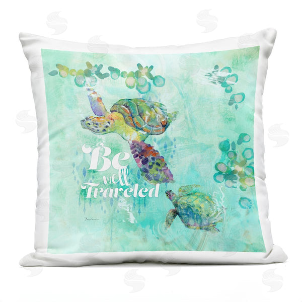 Stupell Industries Evelia Designs | Be Well Traveled Swimming Turtles Printed Throw Pillow