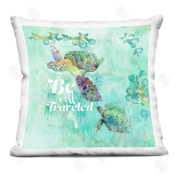 stupell industries Evelia Designs | Be Well Traveled Swimming Turtles Printed Throw Pillow