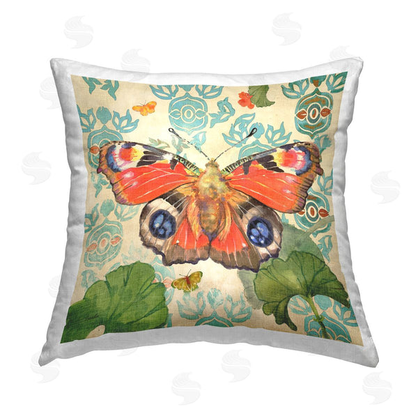 stupell industries Evelia Designs | Boho Butterfly Florals Printed Throw Pillow