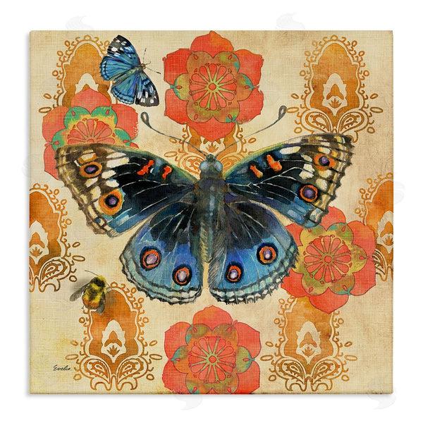 stupell industries Evelia Designs | Butterfly Damask Floral Shapes Wall Art