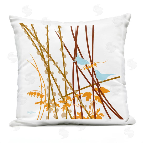 Stupell Industries Evelia Designs | Contemporary Birds Pussy Willows Printed Throw Pillow