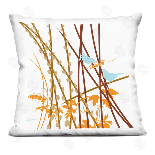 stupell industries Evelia Designs | Contemporary Birds Pussy Willows Printed Throw Pillow