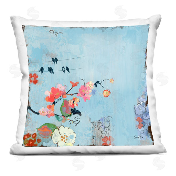 stupell industries Evelia Designs | Contemporary Blue Floral Nature View Printed Throw Pillow