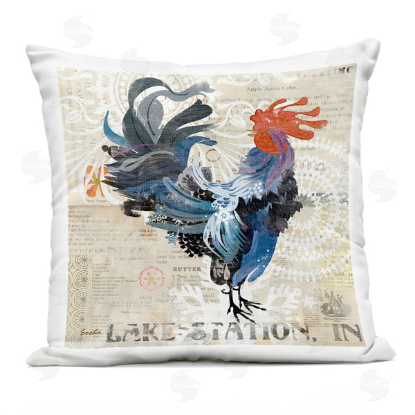 Stupell Industries Evelia Designs | Country Rooster Layered Ephemera Printed Throw Pillow