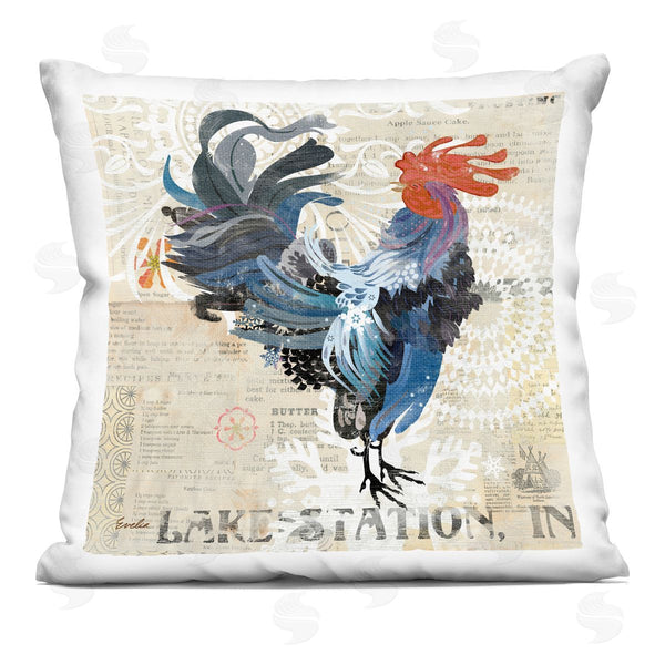 stupell industries Evelia Designs | Country Rooster Layered Ephemera Printed Throw Pillow