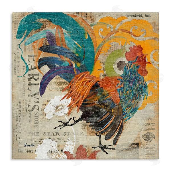 stupell industries Evelia Designs | Country Rooster Vintage Collage Wall Art