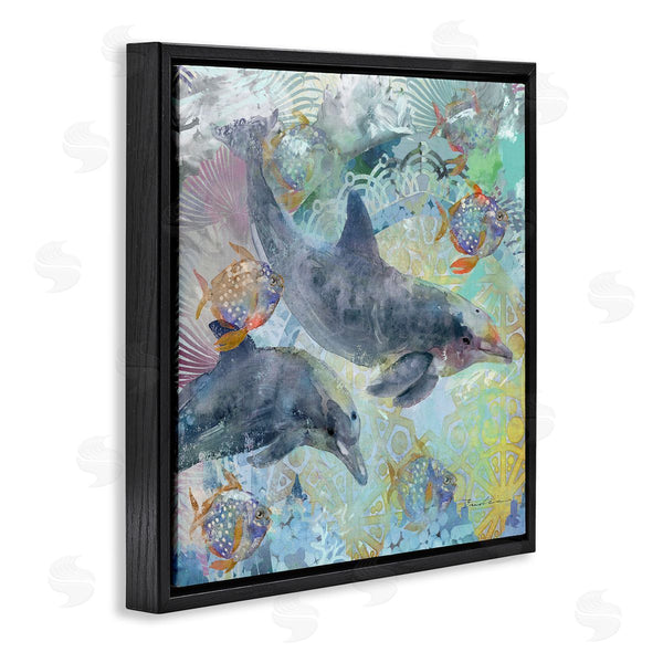 Stupell Industries Evelia Designs | Dolphins & Fish Aquatic Fractals Wall Art