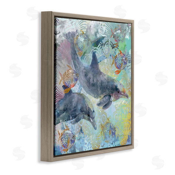 Stupell Industries Evelia Designs | Dolphins & Fish Aquatic Fractals Wall Art
