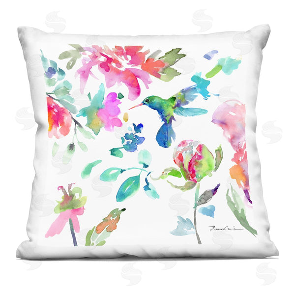 stupell industries Evelia Designs | Fluttering Hummingbird Floral Composition Printed Throw Pillow