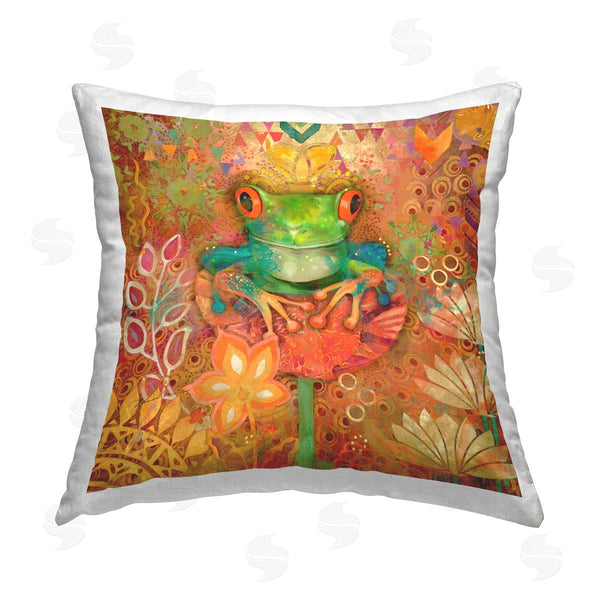 stupell industries Evelia Designs | Frog & Floral Pattern Printed Throw Pillow