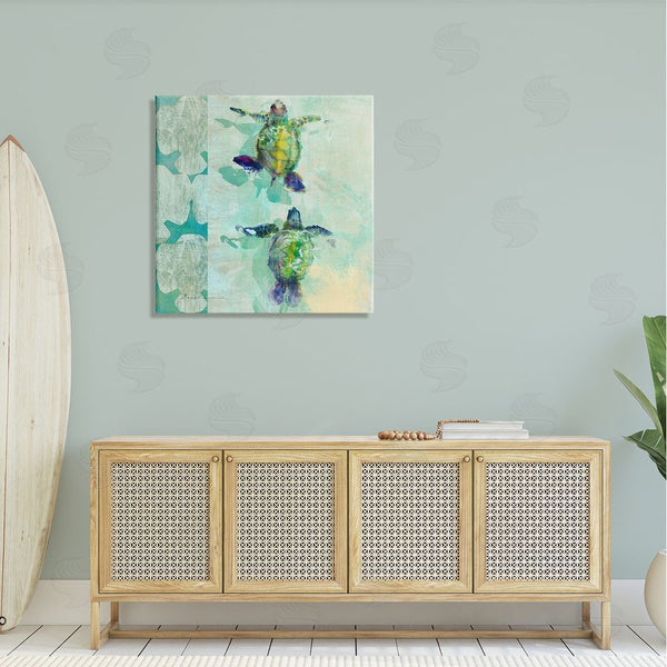 Stupell Industries Evelia Designs | Green Turtles Swimming Abstract Shapes Wall Art