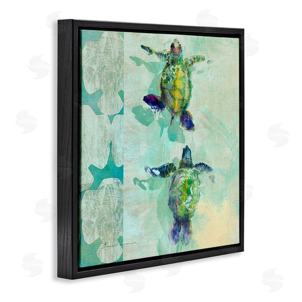 Stupell Industries Evelia Designs | Green Turtles Swimming Abstract Shapes Wall Art