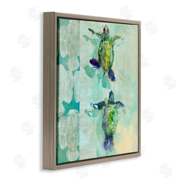 Stupell Industries Evelia Designs | Green Turtles Swimming Abstract Shapes Wall Art