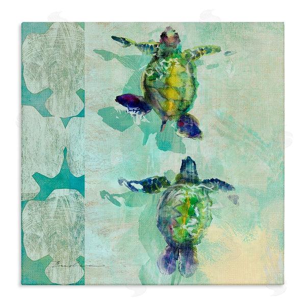 stupell industries Evelia Designs | Green Turtles Swimming Abstract Shapes Wall Art