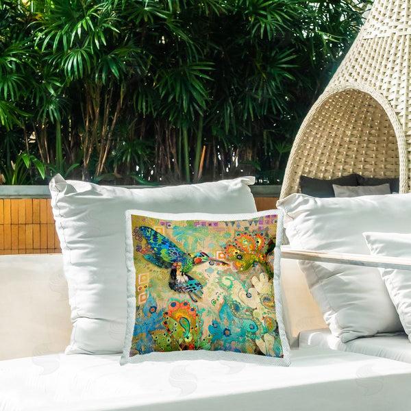 Stupell Industries Evelia Designs | Mosaic Floral Hummingbird Printed Throw Pillow