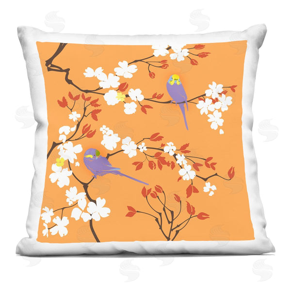 stupell industries Evelia Designs | Orange Parakeet Floral Nature Printed Throw Pillow