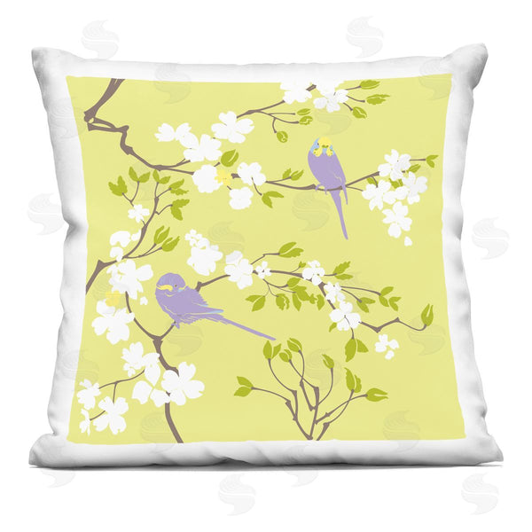 stupell industries Evelia Designs | Parakeet Perched Cherry Blossom Printed Throw Pillow