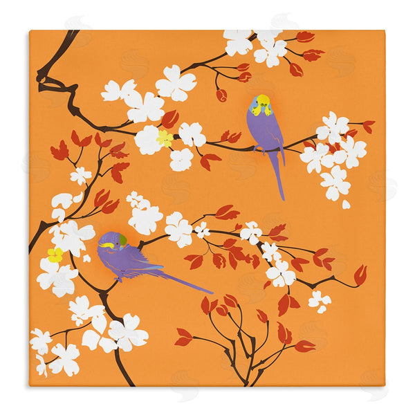 stupell industries Evelia Designs | Parakeets on Orange