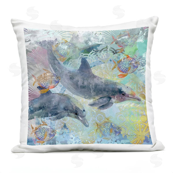 Stupell Industries Evelia Designs | Patterned Swimming Aquatic Dolphins Printed Throw Pillow