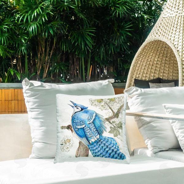 Stupell Industries Evelia Designs | Rhododendron & Blue Jay Printed Throw Pillow