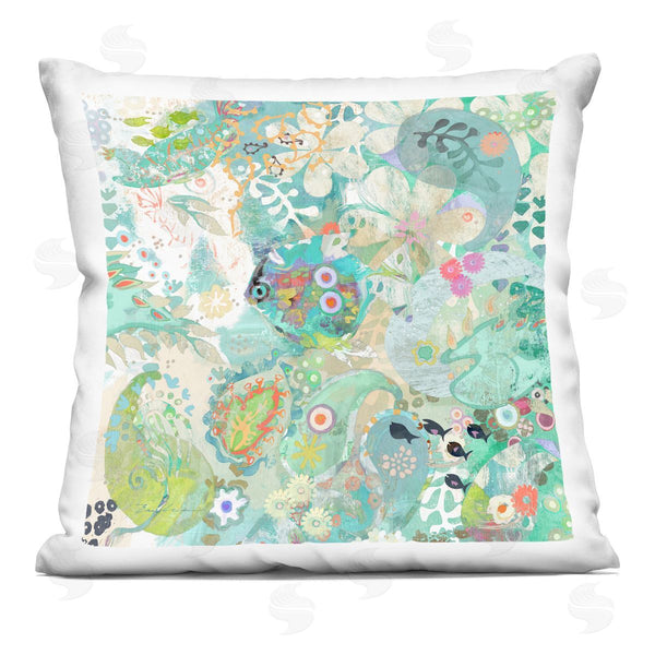 stupell industries Evelia Designs | Sea Life Paisley Turquoise Collage Printed Throw Pillow