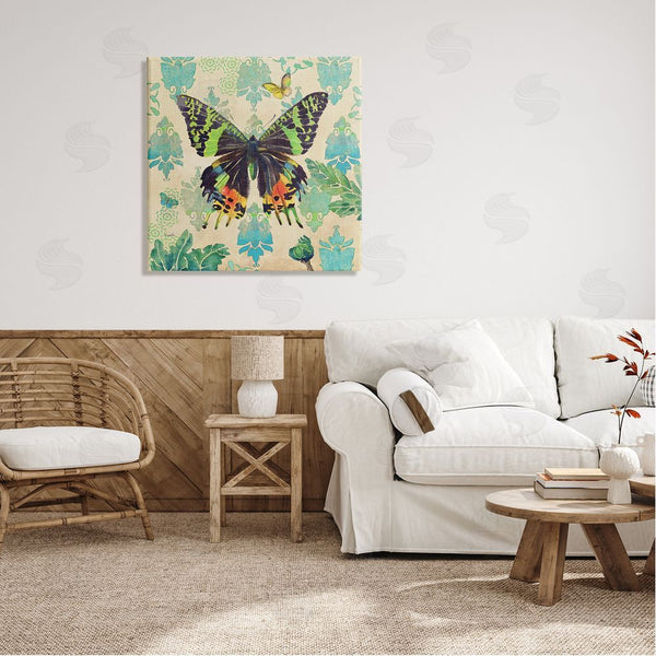 Stupell Industries Evelia Designs | Turquoise Butterfly Damask Pattern Wall Art