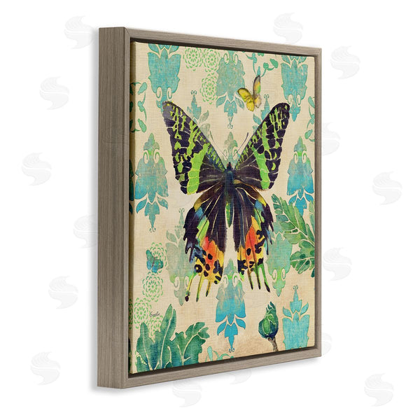 Stupell Industries Evelia Designs | Turquoise Butterfly Damask Pattern Wall Art